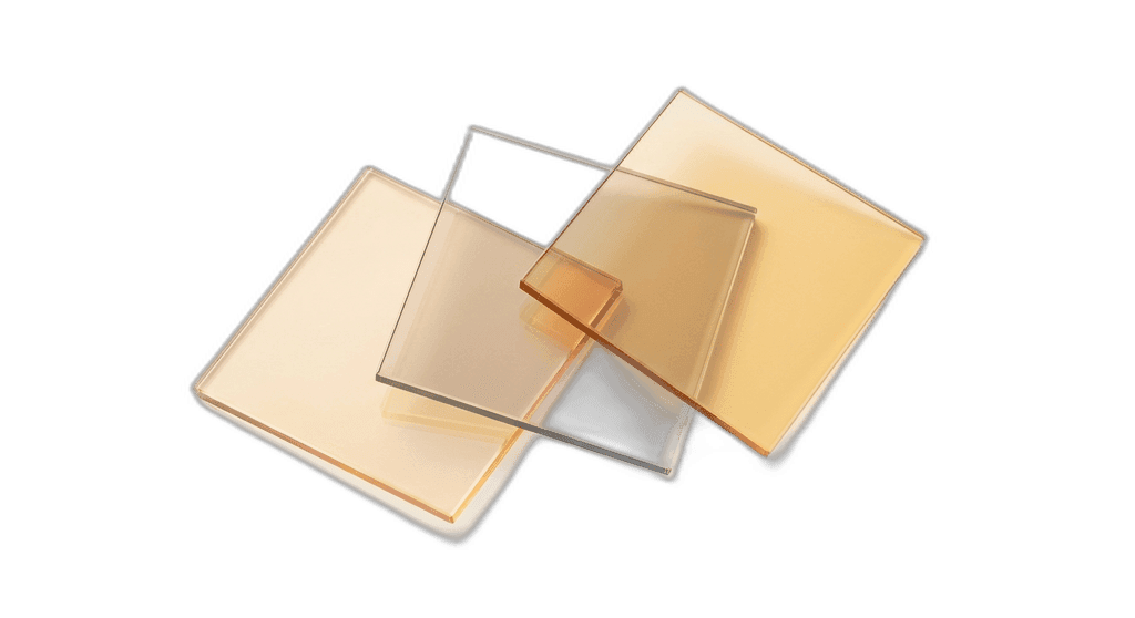 Elegant transparent glass layers floating at different depths