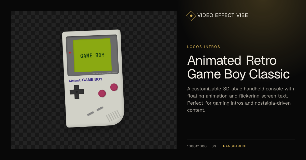 Animated Retro Game Boy Classic - Free Video Asset | Video Effect Vibe