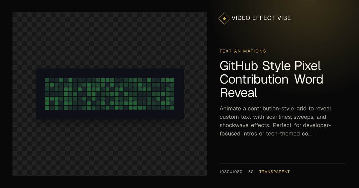 GitHub Style Pixel Contribution Word Reveal - Free Video Asset | Video ...